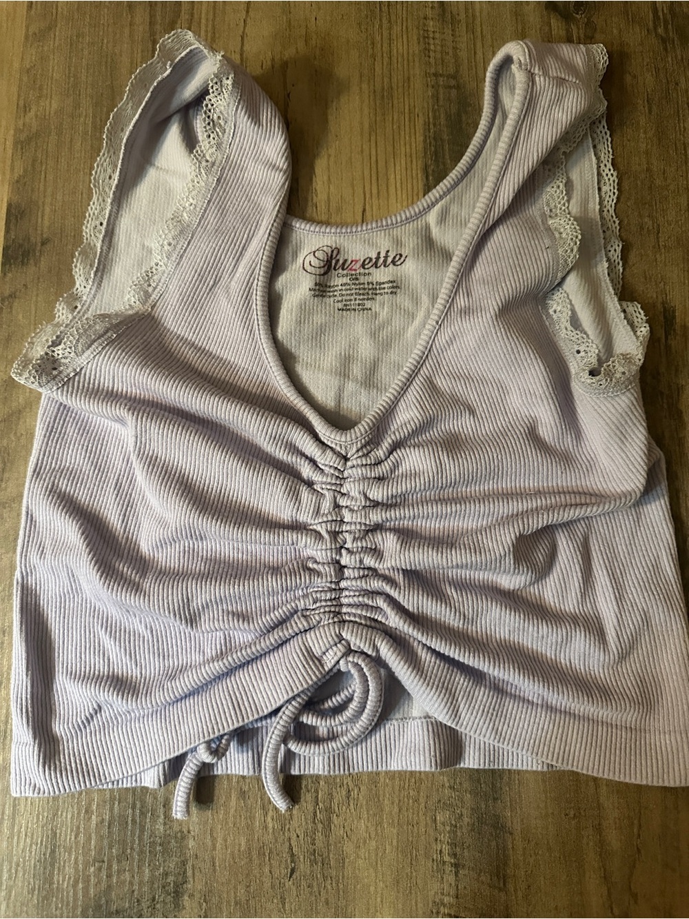 Lavender Ruched Ribbed Tank Top